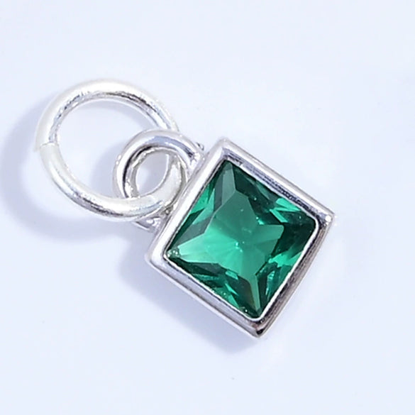 S925 Sterling Silver Geometric Square Sugar Pendant With Zirconia For Diy Bracelet