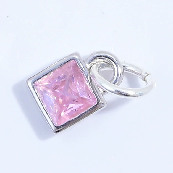 S925 Sterling Silver Geometric Square Sugar Pendant With Zirconia For Diy Bracelet