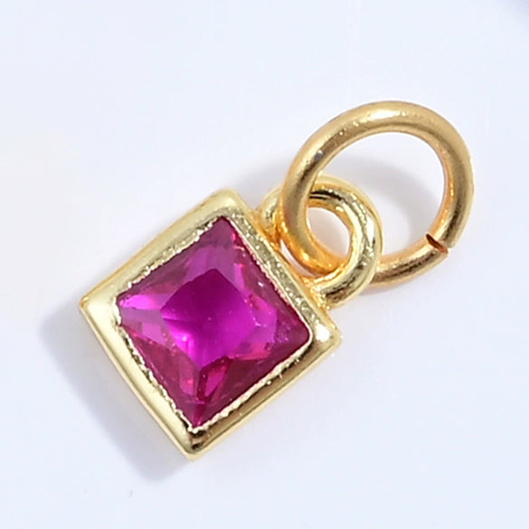 S925 Sterling Silver Geometric Square Sugar Pendant With Zirconia For Diy Bracelet