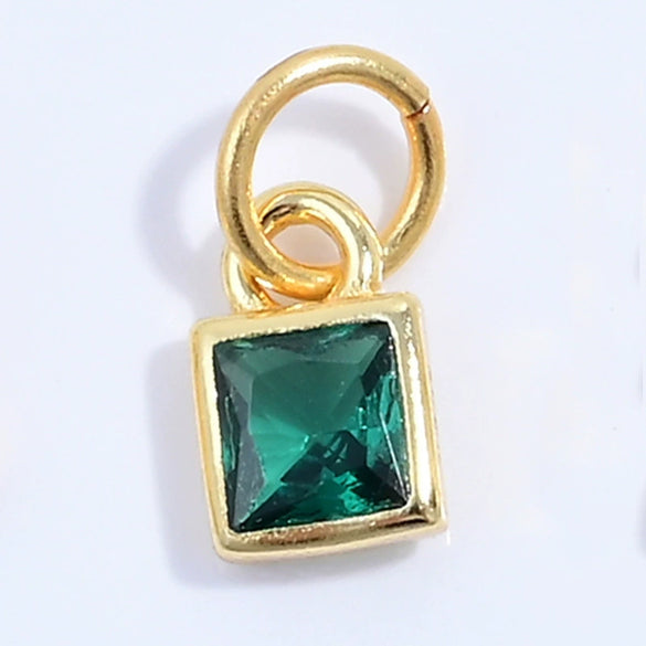 S925 Sterling Silver Geometric Square Sugar Pendant With Zirconia For Diy Bracelet