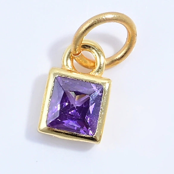 S925 Sterling Silver Geometric Square Sugar Pendant With Zirconia For Diy Bracelet