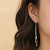 S925 Sterling Silver Geometric Square Tassel Earrings For Women Light Luxury Trendy Face Slimming Drop Earrings
