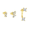 S925 Sterling Silver Geometric Square Women's Earrings With Zirconia Design