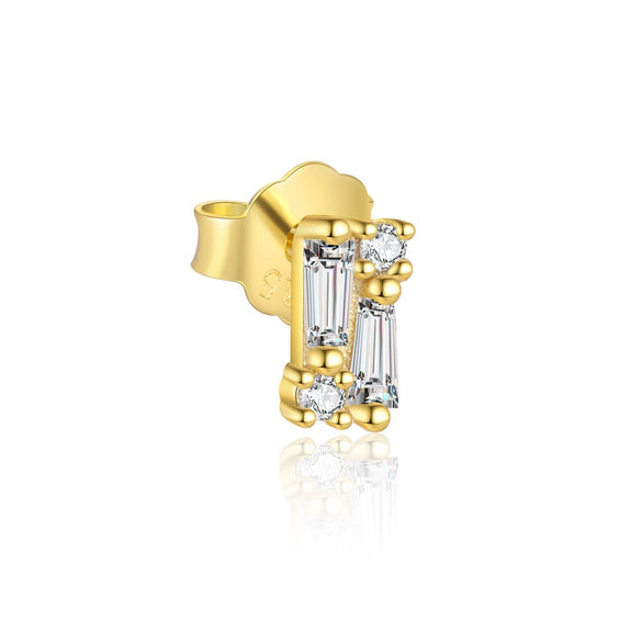 S925 Sterling Silver Geometric Square Women's Earrings With Zirconia Design