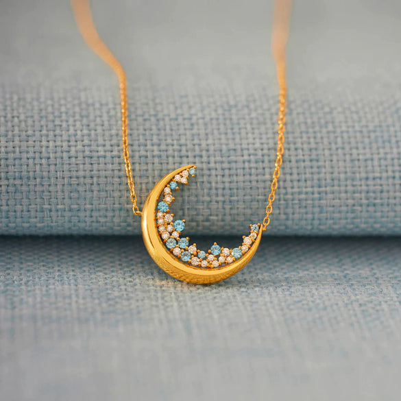 S925 Sterling Silver Geometric Star And Moon Necklace Electroplated O Word Chain