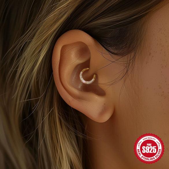 S925 Sterling Silver Geometric Star Diamond Ear Ring Ear Buckle Nose Ring Dual Purpose For Women With Electroplating