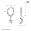 S925 Sterling Silver Geometric Star Moon Earrings