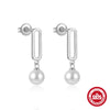 S925 Sterling Silver Geometric Star Moon Pearl Moonstone Diamond Earrings For Women With Electroplating