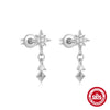 S925 Sterling Silver Geometric Star Moon Pearl Moonstone Diamond Earrings For Women With Electroplating
