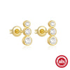S925 Sterling Silver Geometric Star Moon Pearl Moonstone Diamond Earrings For Women With Electroplating