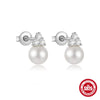 S925 Sterling Silver Geometric Star Moon Pearl Moonstone Diamond Earrings For Women With Electroplating