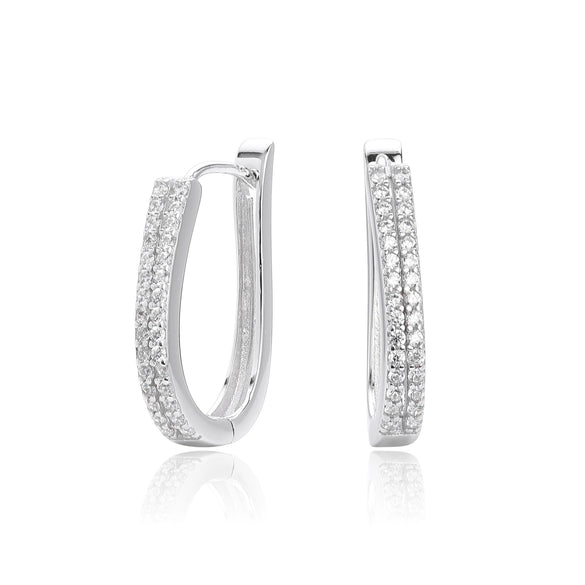 S925 Sterling Silver Geometric Stoneencrusted Electroplated Women's Earrings