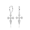S925 Sterling Silver Geometric Style Cross Earrings With Diamond Fashion Allmatch Jewelry