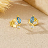 S925 Sterling Silver Geometric Style Earrings Inlaid With Zircon Electroplated With Platinum And 18K Gold For Women