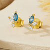 S925 Sterling Silver Geometric Style Earrings Inlaid With Zircon Electroplated With Platinum And 18K Gold For Women