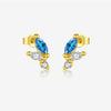 S925 Sterling Silver Geometric Style Earrings Inlaid With Zircon Electroplated With Platinum And 18K Gold For Women
