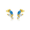 S925 Sterling Silver Geometric Style Earrings Inlaid With Zircon Electroplated With Platinum And 18K Gold For Women