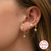 S925 Sterling Silver Geometric Style Mix And Match Chain Double Wear Pendant Earrings