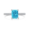 S925 Sterling Silver Geometric Style Rectangular Ring For Women With 8A Ice Flower Zirconium And Artificial High Carbon Diamond Electroplated