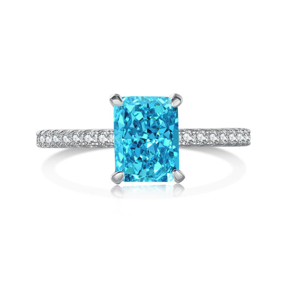 S925 Sterling Silver Geometric Style Rectangular Ring For Women With 8A Ice Flower Zirconium And Artificial High Carbon Diamond Electroplated
