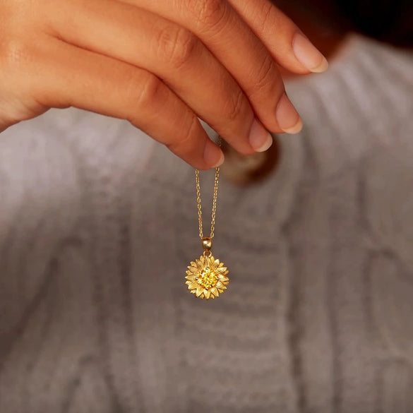 S925 Sterling Silver Geometric Sunflower Women's Necklace Ochain Electroplated
