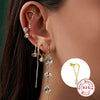 S925 Sterling Silver Geometric Tassel Chain Threaded Piercing Ear Bone Nails Earrings With Environmentally Friendly Electroplating For Women