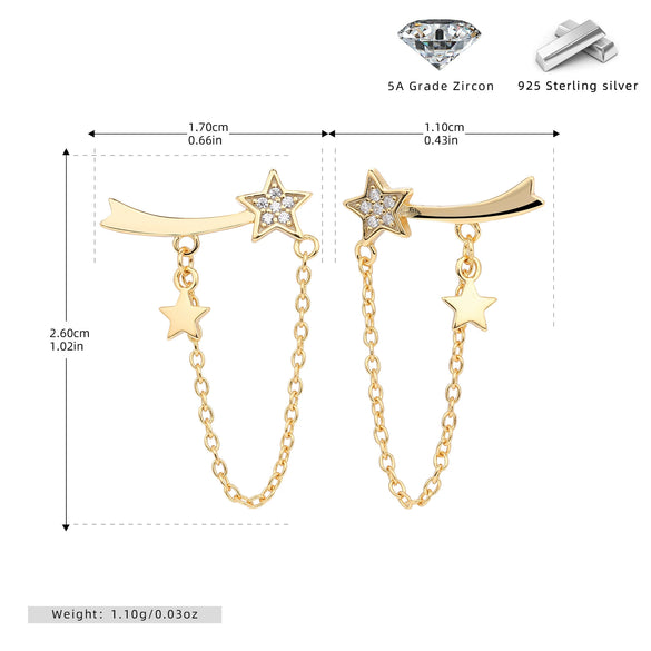 S925 Sterling Silver Geometric Tassel Earrings For Women Retro Fashion Electroplated