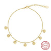 S925 Sterling Silver Geometric Texture Disc Pendant Women's Anklet