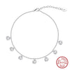 S925 Sterling Silver Geometric Texture Disc Pendant Women's Anklet