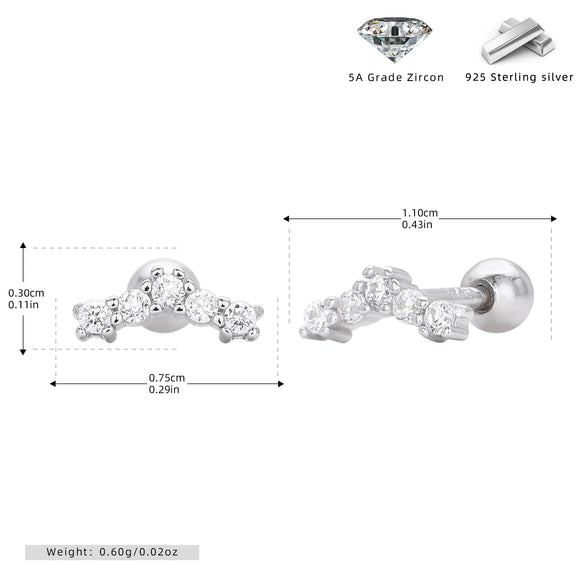 S925 Sterling Silver Geometric Threaded Earrings For Women Electroplated Fashion Jewelry