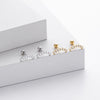 S925 Sterling Silver Geometric Threaded Earrings With Moonset Zirconium Electroplated Light Luxury Style For Women