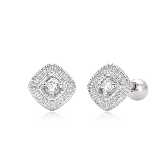 S925 Sterling Silver Geometric Threaded Pierced Earrings For Women Electroplated Fashion Style