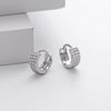 S925 Sterling Silver Geometric Three Row Drill Micro Inlaid Zircon Electroplated Earrings For Women