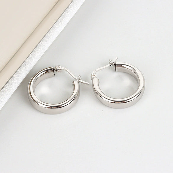 S925 Sterling Silver Geometric Torus Circle Earrings