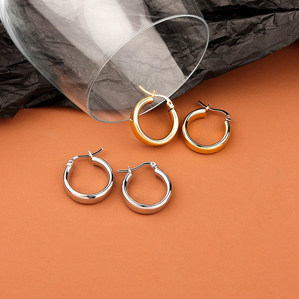 S925 Sterling Silver Geometric Torus Circle Earrings