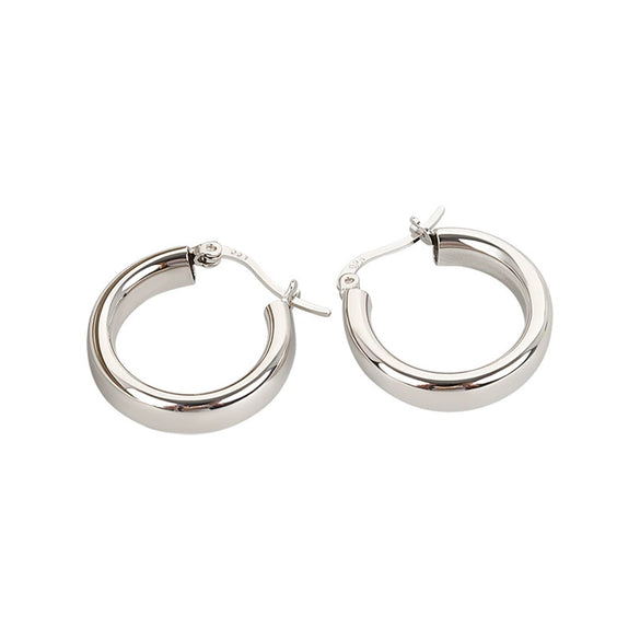 S925 Sterling Silver Geometric Torus Circle Earrings