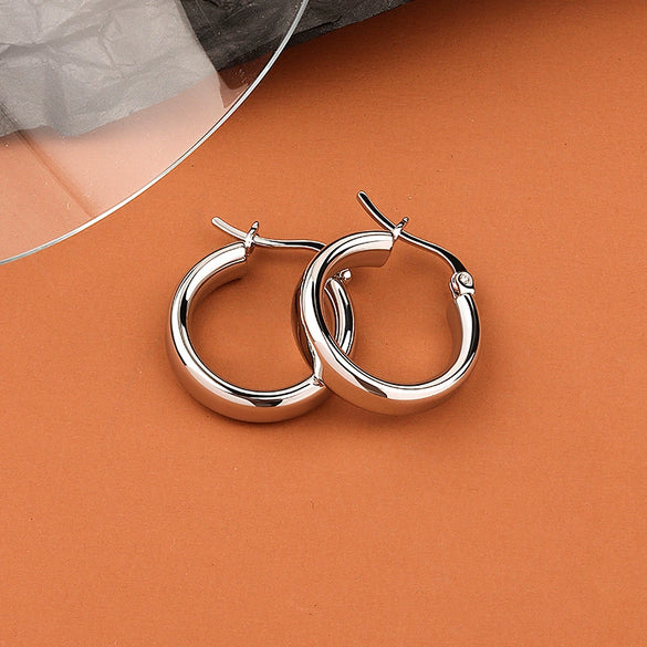 S925 Sterling Silver Geometric Torus Circle Earrings