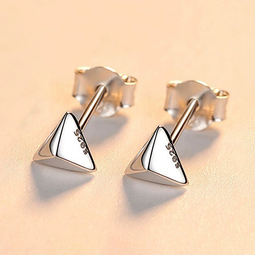 S925 Sterling Silver Geometric Triangle Earrings For Women Simple Glossy Electroplated Fashion Jewelry