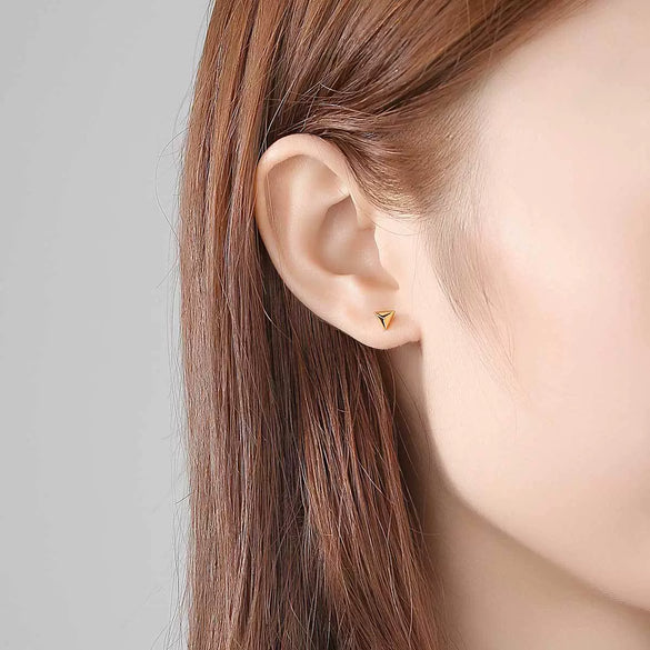 S925 Sterling Silver Geometric Triangle Earrings For Women Simple Glossy Electroplated Fashion Jewelry