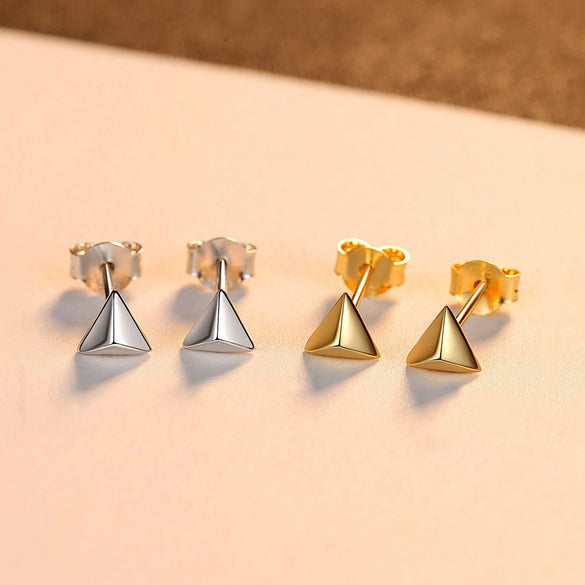 S925 Sterling Silver Geometric Triangle Earrings For Women Simple Glossy Electroplated Fashion Jewelry
