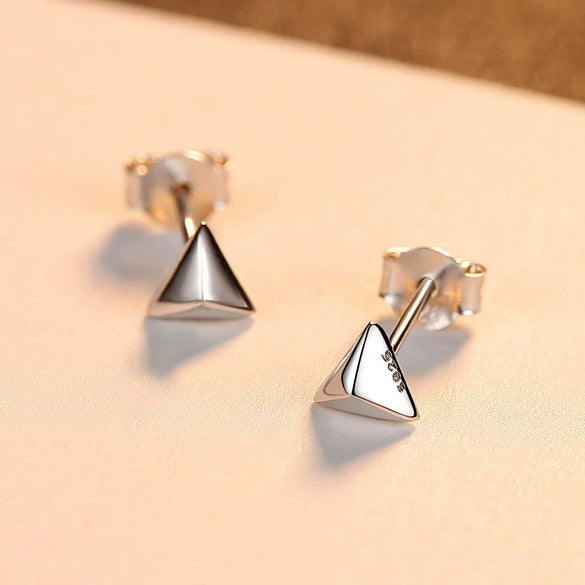 S925 Sterling Silver Geometric Triangle Earrings For Women Simple Glossy Electroplated Fashion Jewelry