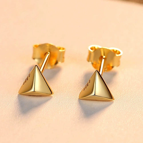 S925 Sterling Silver Geometric Triangle Earrings For Women Simple Glossy Electroplated Fashion Jewelry