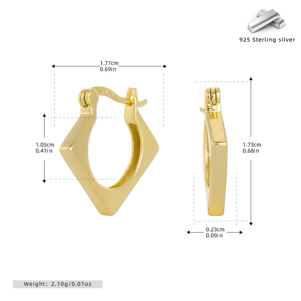 S925 Sterling Silver Geometric Triangle Electroplated Women's Earrings