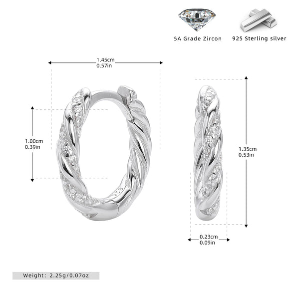 S925 Sterling Silver Geometric Twist Round Women's Earrings With Electroplating