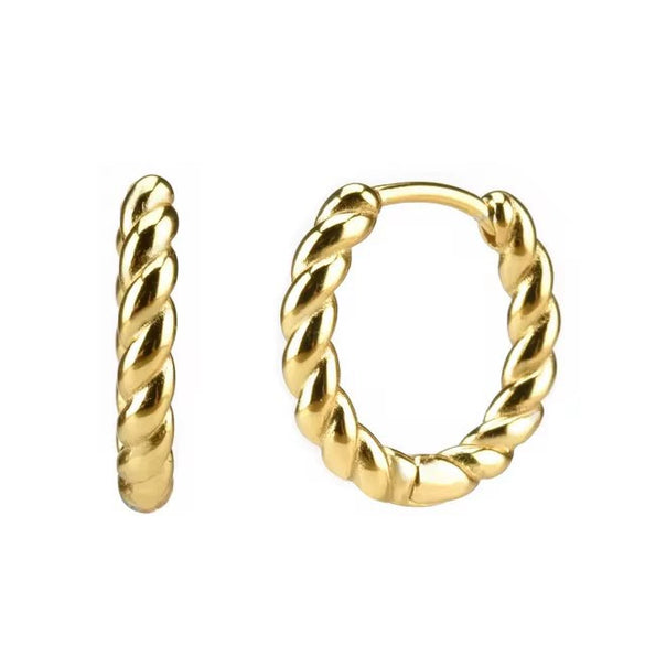 S925 Sterling Silver Geometric Twisted Rope Buckle Earrings For Women Electroplated