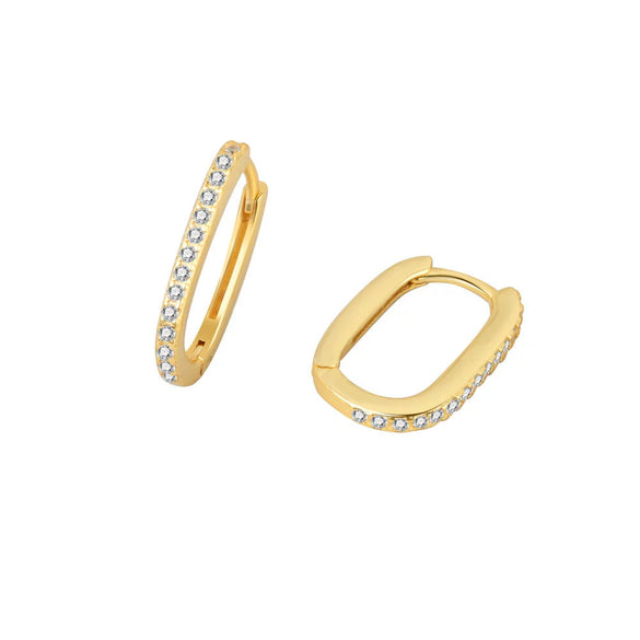 S925 Sterling Silver Geometric U Shaped Earrings With Stone Inlay Electroplated Fashion Earrings For Women
