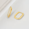S925 Sterling Silver Geometric U Shaped Earrings With Stone Inlay Electroplated Fashion Earrings For Women