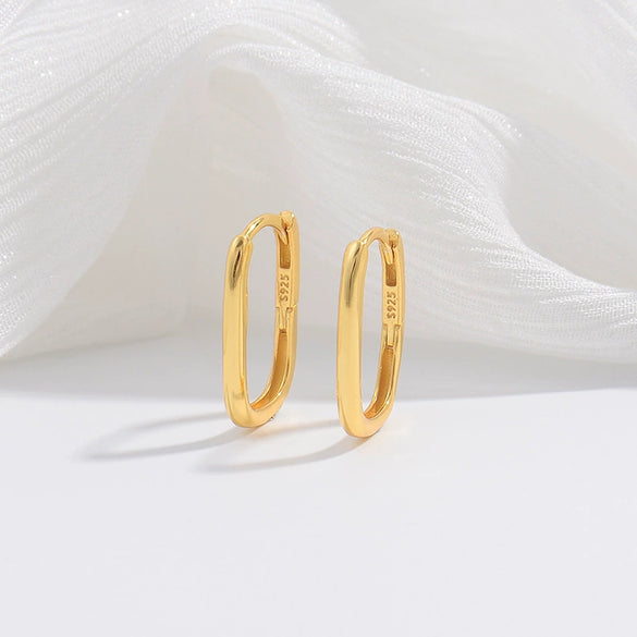 S925 Sterling Silver Geometric Ushaped Zirconiuminlaid Women's Minimalist Earrings