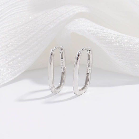 S925 Sterling Silver Geometric Ushaped Zirconiuminlaid Women's Minimalist Earrings