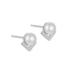 S925 Sterling Silver Geometric Vshaped Herringbone Diamond Pearl Women's Earrings Electroplated